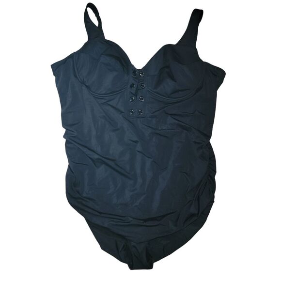 Torrid Black Underwire Lace-Up One Piece Swimsuit Size 6 6x - Picture 2 of 9